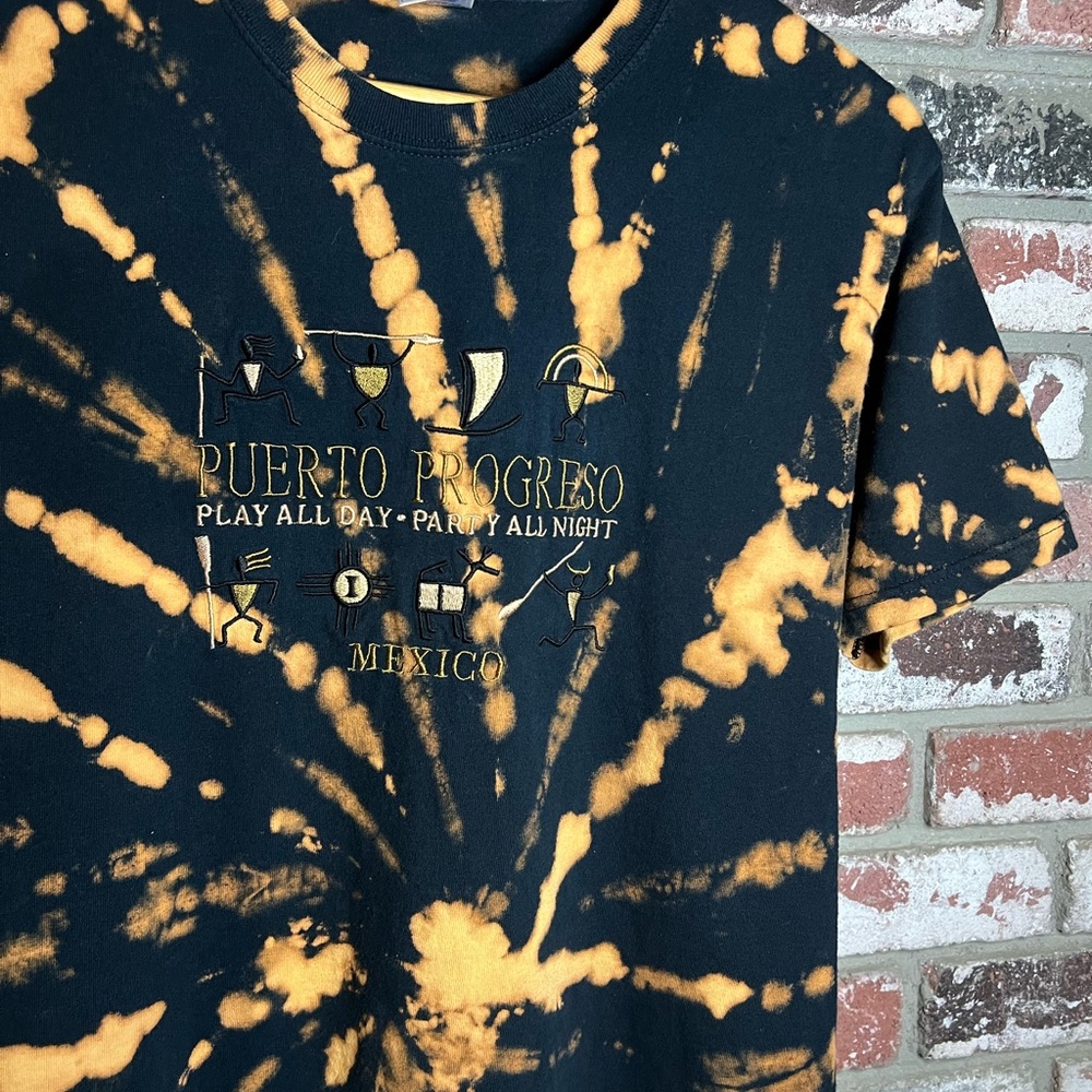 Puerto Progreso Mexico Play All Day Party All Night Embroidered Designtiedye Tee